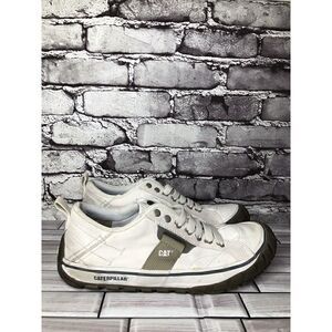 Caterpillar CAT Ivory Canvas Fabric Lace Low Top Work Shoes Men’s Sz 8M US/41EU